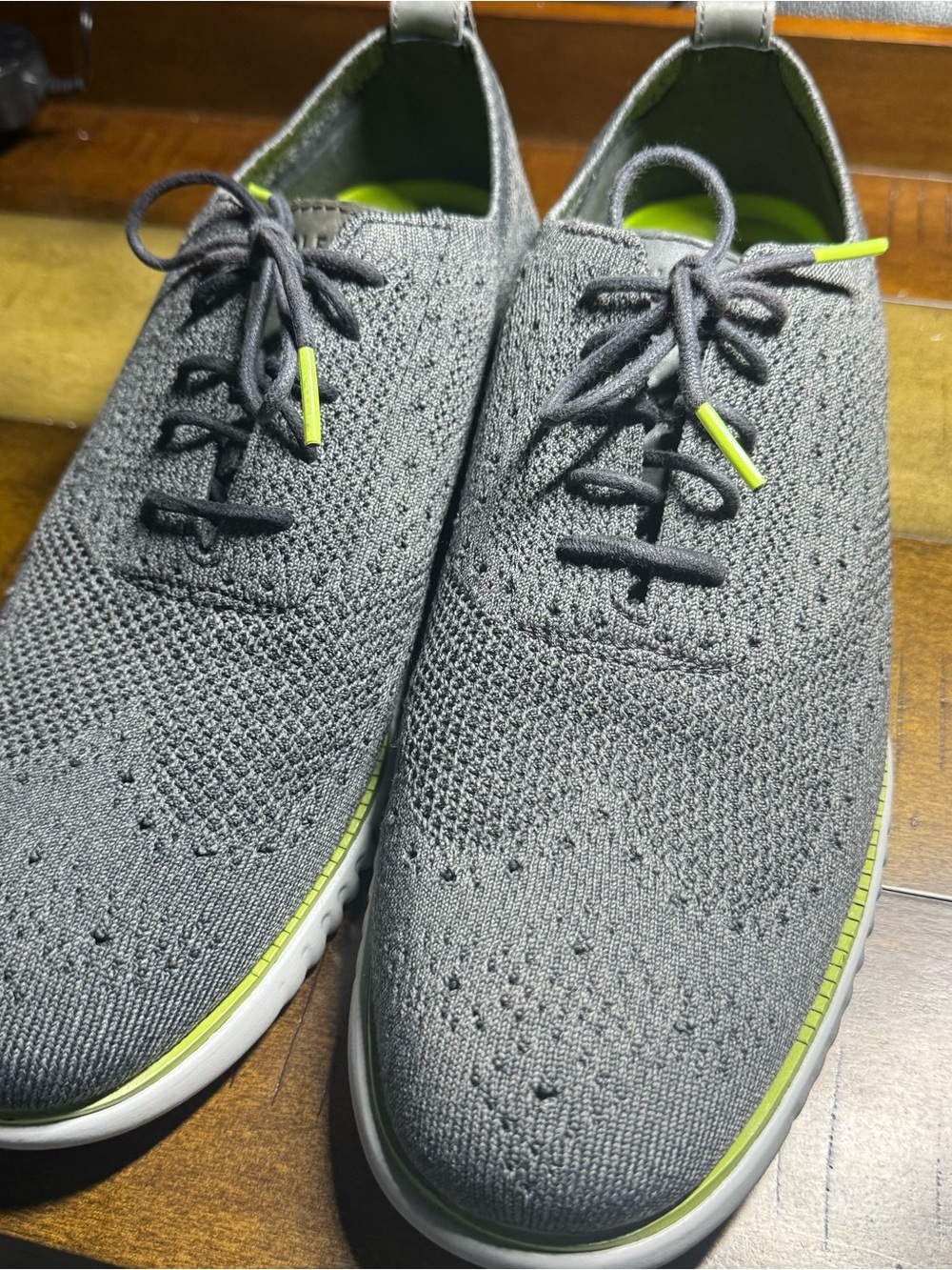 Cole Haan Gray Knit Sneakers with Neon Green Trim